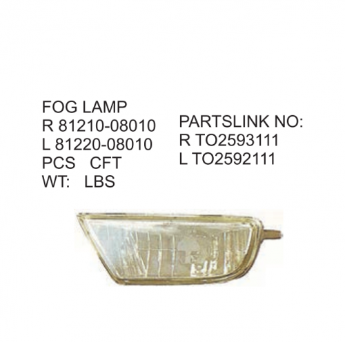 Toyota SIENNA 2001-2003 Fog lamp 81210-08010 81220-08010 TO2593111 TO2592111
